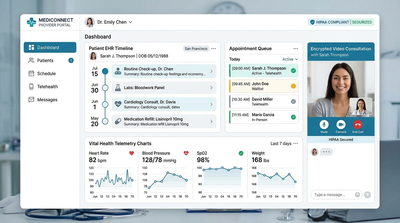 Healthcare Solutions UI Platform Architecture Mockup